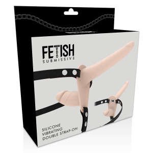 FETISH SUBMISSIVE DOUBLE STRAP VIBRATOR STRAP-ON FLESH - Image 5