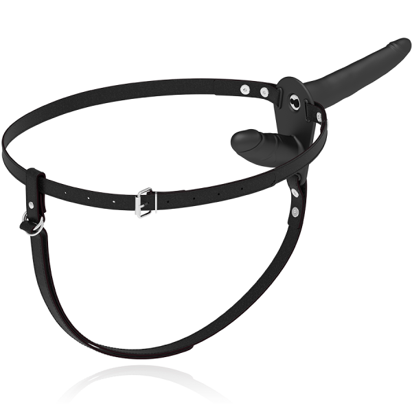 FETISH SUBMISSIVE DOUBLE STRAP VIBRATOR STRAP-ON BLACK