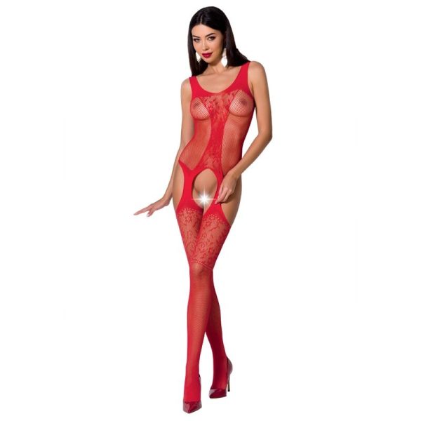 PASSION WOMAN BS072 BODYSTOCKING - RED ONE SIZE