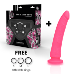 DELTA CLUB TOYS HARNESS & DONG PINK SILICONE 17x3cm