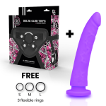 DELTA CLUB TOYS HARNESS & DONG PURPLE SILICONE 20x4cm