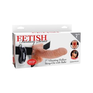 FETISH FANTASY SERIES VIBRATING HOLLOW STRAP-ON FLESH 17.7cm - Image 4