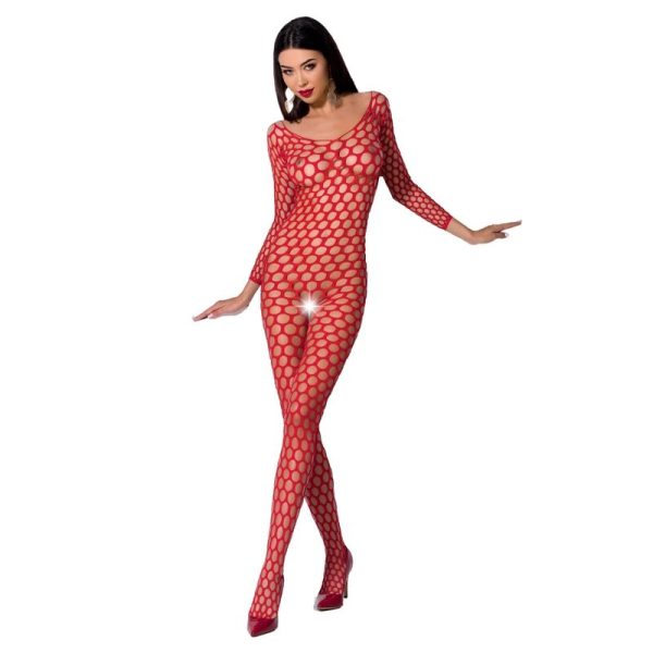PASSION WOMAN BS077 BODYSTOCKING RED ONE SIZE