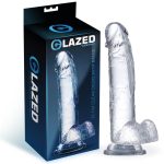 GLAZED REALISTIC CRYSTAL DILDO WITH TESTICLES 22cm