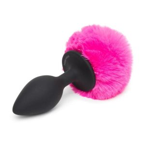 HAPPY RABBIT BUTT PLUG WITH FUR TAIL PINK LARGE 10cm - Image 3