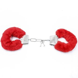 INTOYOU BDSM LINE FURRY METAL HANDCUFFS RED - Image 9