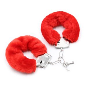 INTOYOU BDSM LINE FURRY METAL HANDCUFFS RED - Image 8