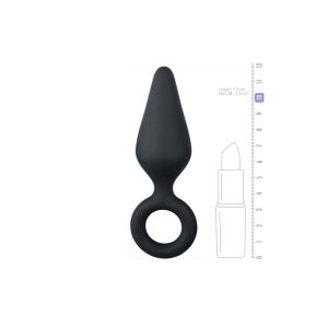 EASYTOYS BLACK BUTTPLUG WITH PULL RING MEDIUM 12cm - Image 3
