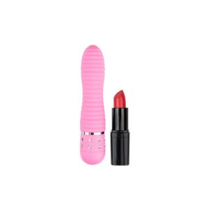 EASYTOYS LOVE DIAMOND MINI VIBRATOR RIBBED PINK 11.4cm - Image 3