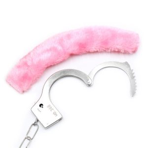 INTOYOU BDSM LINE FURRY METAL HANDCUFFS PINK - Image 4