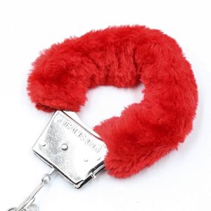 INTOYOU BDSM LINE FURRY METAL HANDCUFFS RED - Image 6