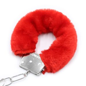 INTOYOU BDSM LINE FURRY METAL HANDCUFFS RED - Image 5