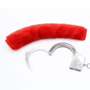 INTOYOU BDSM LINE FURRY METAL HANDCUFFS RED - Image 4