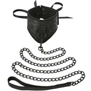 SPORTSHEETS LACE POSTURE COLLAR AND LEASH BLACK