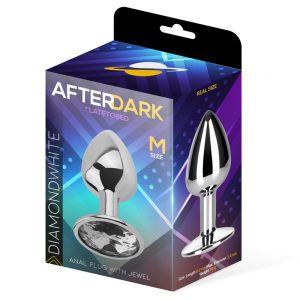 AFTERDARK ALUMINIUM BUTT PLUG WITH JEWEL WHITE DIAMOND M 8.2cm - Image 3