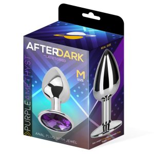 AFTERDARK ALUMINIUM BUTT PLUG WITH JEWEL PURPLE AMETHYST M 8.2cm - Image 3