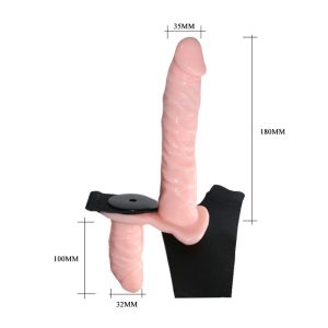 BAILE VIBRATING DOUBLE PENETRATION STRAP-ON FLESH 18cm - Image 3