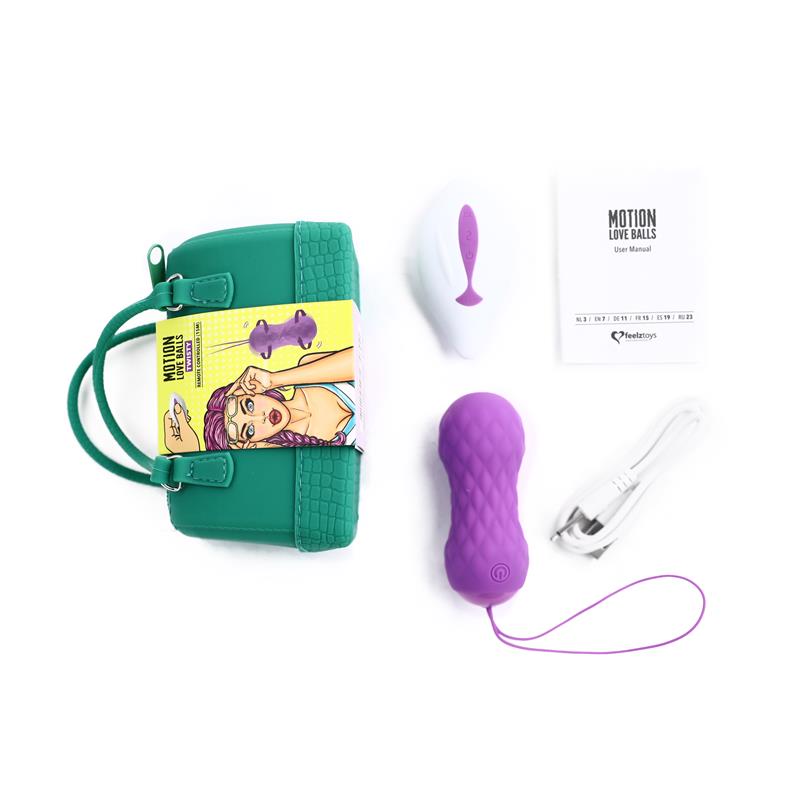 FEELZTOYS MOTION LOVE BALLS VIBRATING EGG WITH REMOTE TWISTY PURPLE