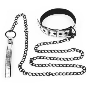 LOVETOY COLLAR WITH LEASH SILVER