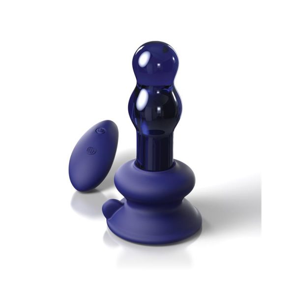 1-icicles-no-83 ICICLES No.83 MULTI-FUNCTION VIBRATING GLASS PLUG BLUE 10.6cm