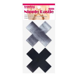 LOVETOY PACK NIPPLE COVERS CROSS BLACK AND GREY
