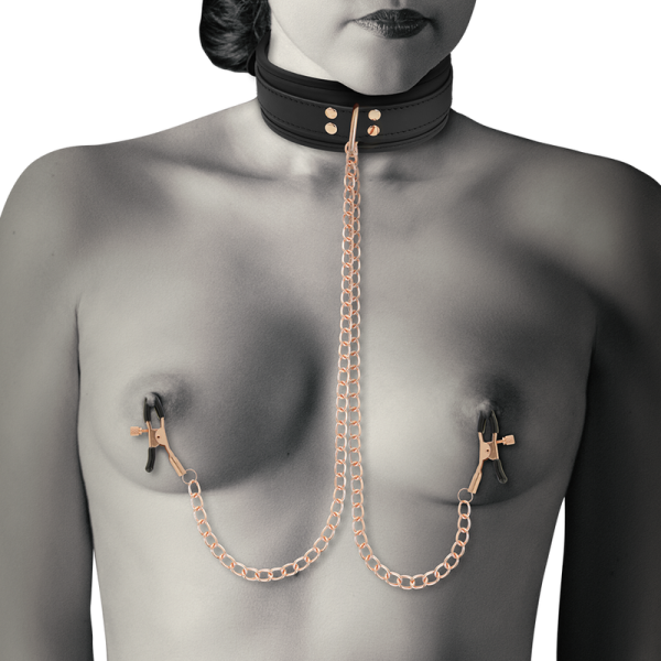 COQUETTE FANTASY COLLAR WITH NIPPLES CLAMPS BLACK