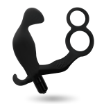 ADDICTED TOYS ANAL PLUG WITH DOUBLE PENIS RING AND TESTICLES BLACK 11.4cm