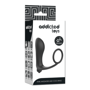 ADDICTED TOYS VIBRATORY ANAL PLUG WITH PENIS RING BLACK 10.6cm - Image 4