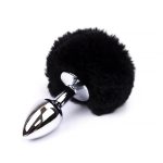 AFTERDARK METAL BUTT PLUG WITH POMPOM BLACK 7cm
