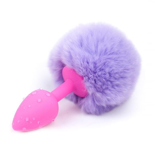 1-butt-plug-with-pompon-light-purple-size-s AFTERDARK BUTT PLUG WITH POMPOM PINK LIGHT PURPLE 7cm