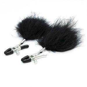 FETISH ADDICT NIPPLE CLAMPS WITH BLACK FEATHER