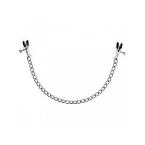 RIMBA BONDAGE PLAY NIPPLE CLAMPS SILVER WITH CHAIN ADJUSTABLE