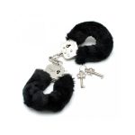 RIMBA BONDAGE PLAY POLICE CUFFS ADJUSTABLE WITH FUR BLACK
