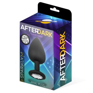 AFTERDARK SPARKLY SILICONE BUTT PLUG WITH JEWEL BLACK 8cm - Image 3