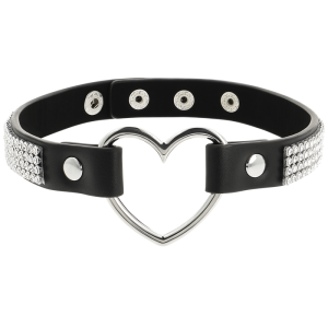 COQUETTE HAND CRAFTED CHOKER VEGAN LEATHER DIAMOND HEART BLACK - Image 4