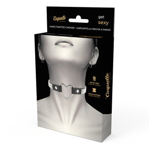 COQUETTE HAND CRAFTED CHOKER VEGAN LEATHER DIAMOND HEART BLACK - Image 3