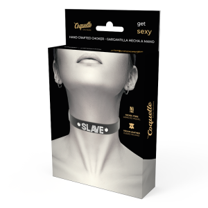 COQUETTE HAND CRAFTED CHOKER VEGAN LEATHER SLAVE BLACK - Image 4
