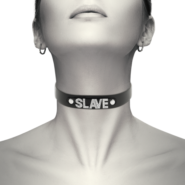 COQUETTE HAND CRAFTED CHOKER VEGAN LEATHER SLAVE BLACK