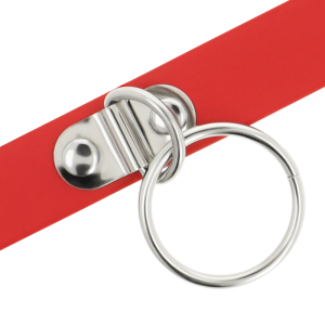 COQUETTE HAND CRAFTED FETISH CHOKER WITH RING RED - Image 6