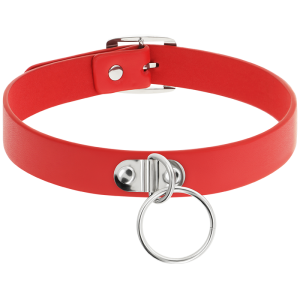 COQUETTE HAND CRAFTED FETISH CHOKER WITH RING RED - Image 5
