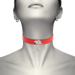 COQUETTE HAND CRAFTED FETISH CHOKER WITH RING RED