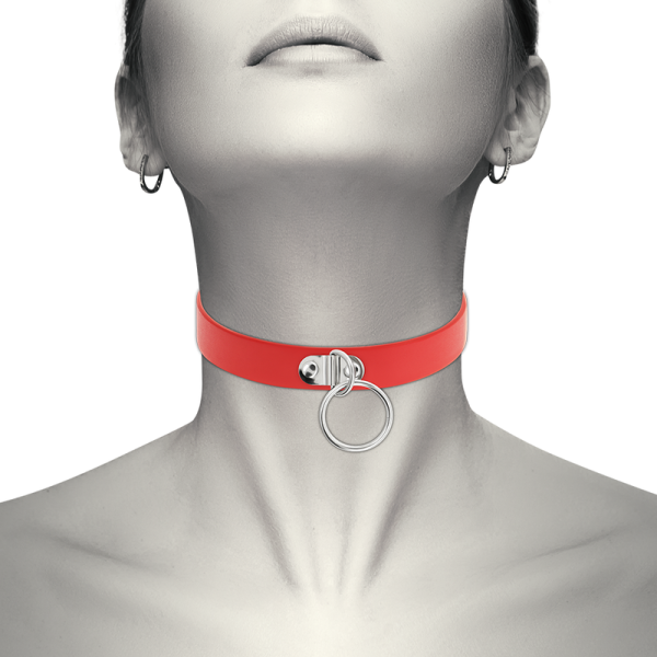 img_109823_4ec756f498b971a679e79a2af32f467d_1 COQUETTE HAND CRAFTED FETISH CHOKER WITH RING RED