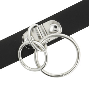 COQUETTE HAND CRAFTED CHOKER VEGAN LEATHER DOUBLE RING BLACK - Image 5