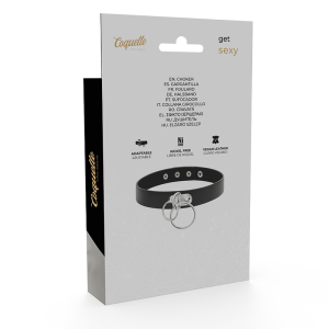 COQUETTE HAND CRAFTED CHOKER VEGAN LEATHER DOUBLE RING BLACK - Image 3