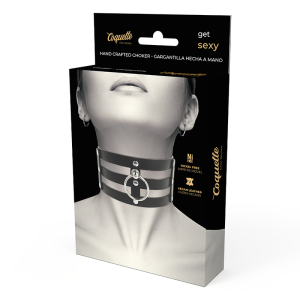 COQUETTE HAND CRAFTED CHOKER VEGAN LEATHER FETISH WITH RING BLACK - Image 5