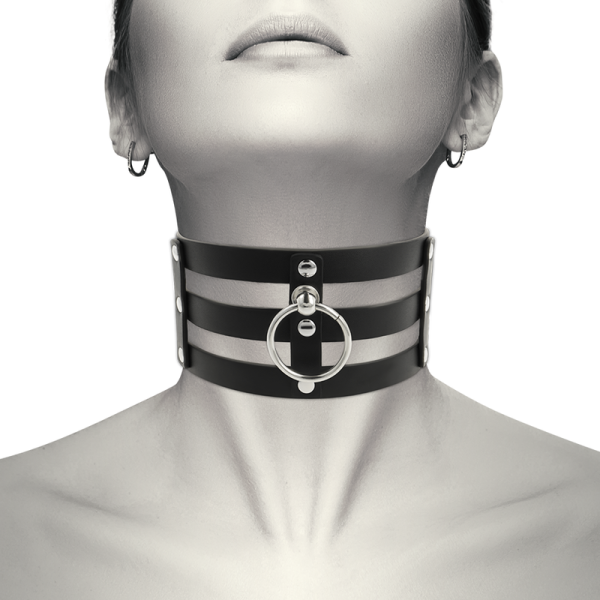 img_109834_2da30c941ade8e5d76d4174da379bde2_1 COQUETTE HAND CRAFTED CHOKER VEGAN LEATHER FETISH WITH RING BLACK