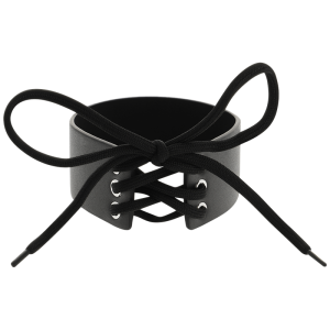 COQUETTE HAND CRAFTED WIDE CHOKER VEGAN LEATHER BLACK - Image 5