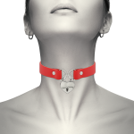 COQUETTE HAND CRAFTED CHOKER VEGAN LEATHER KEYS HEART RED