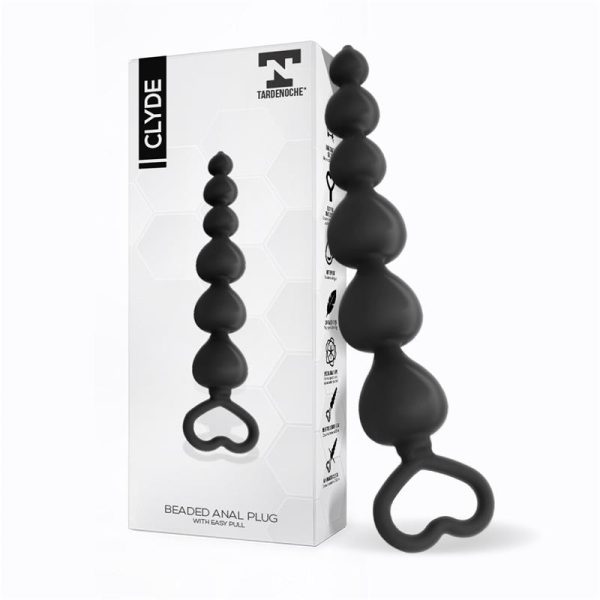 TARDENOCHE CLYDE SILICONE BEADED BUTT PLUG WITH PULL RING BLACK