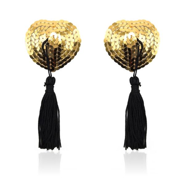 FETISH ADDICT HEART NIPPLE COVERS WITH SEQUINS GOLD